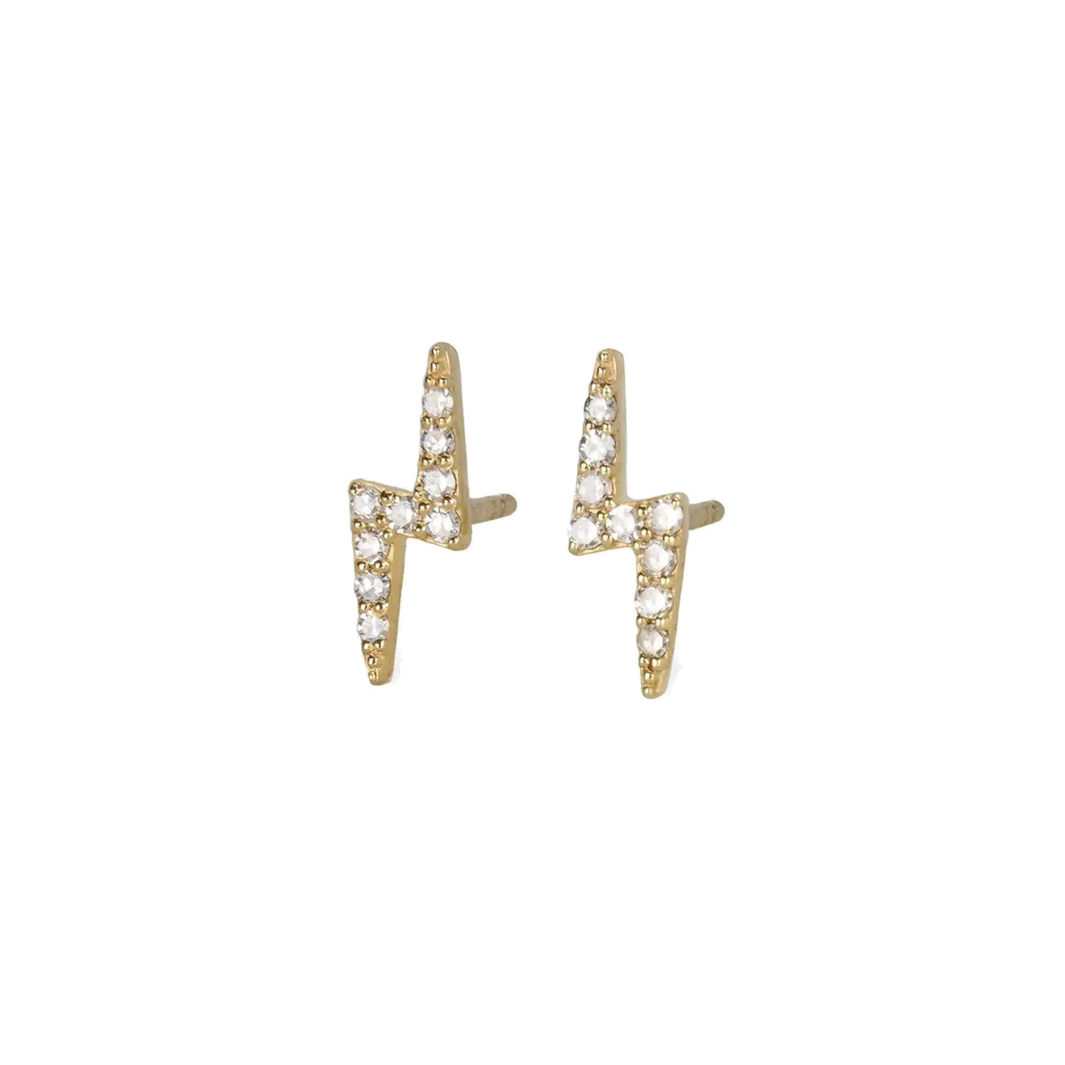 Diamond & Yellow Gold Lightning Bolt Studs