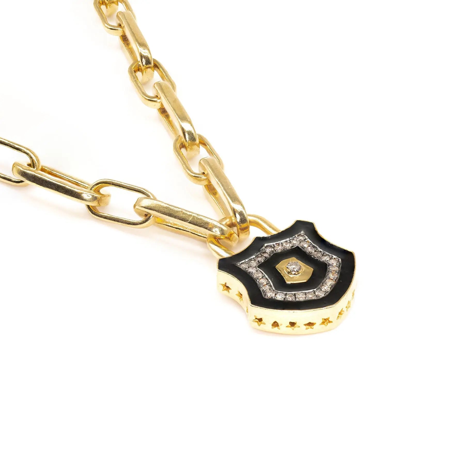 Diamond & Black Enamel Mini Lock Bracelet