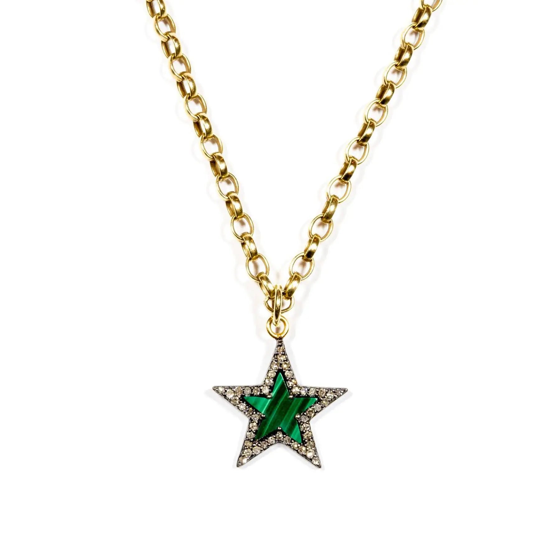 Diamond & Malachite Chunky Star Necklace