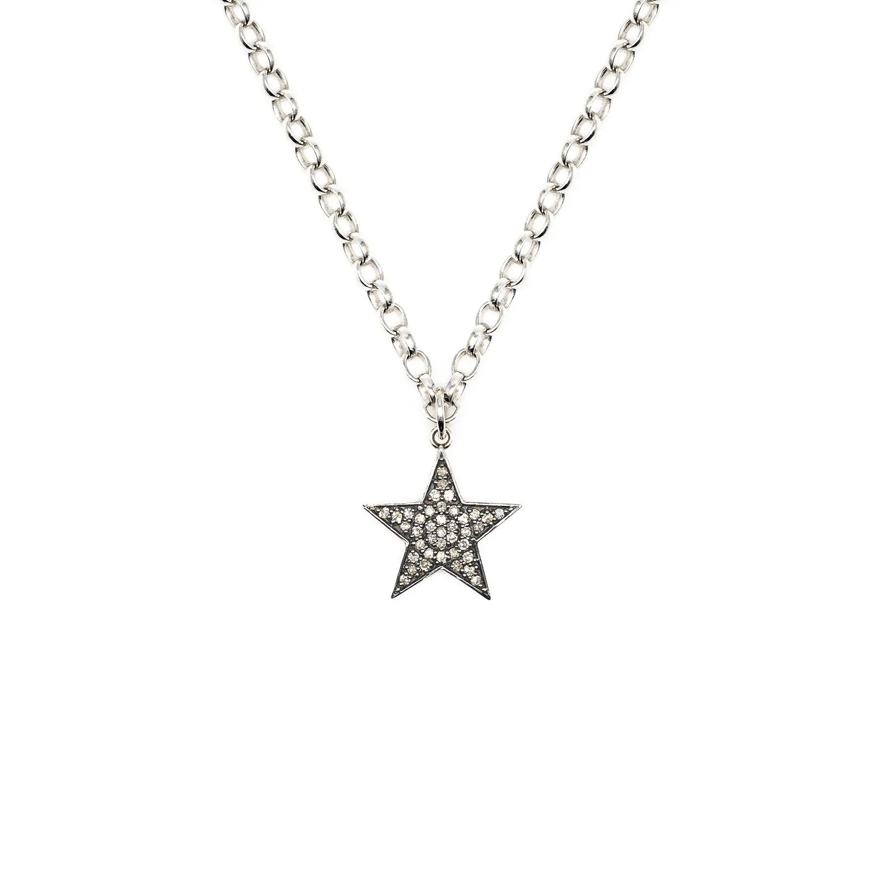 Diamond & Silver Chunky Star Necklace