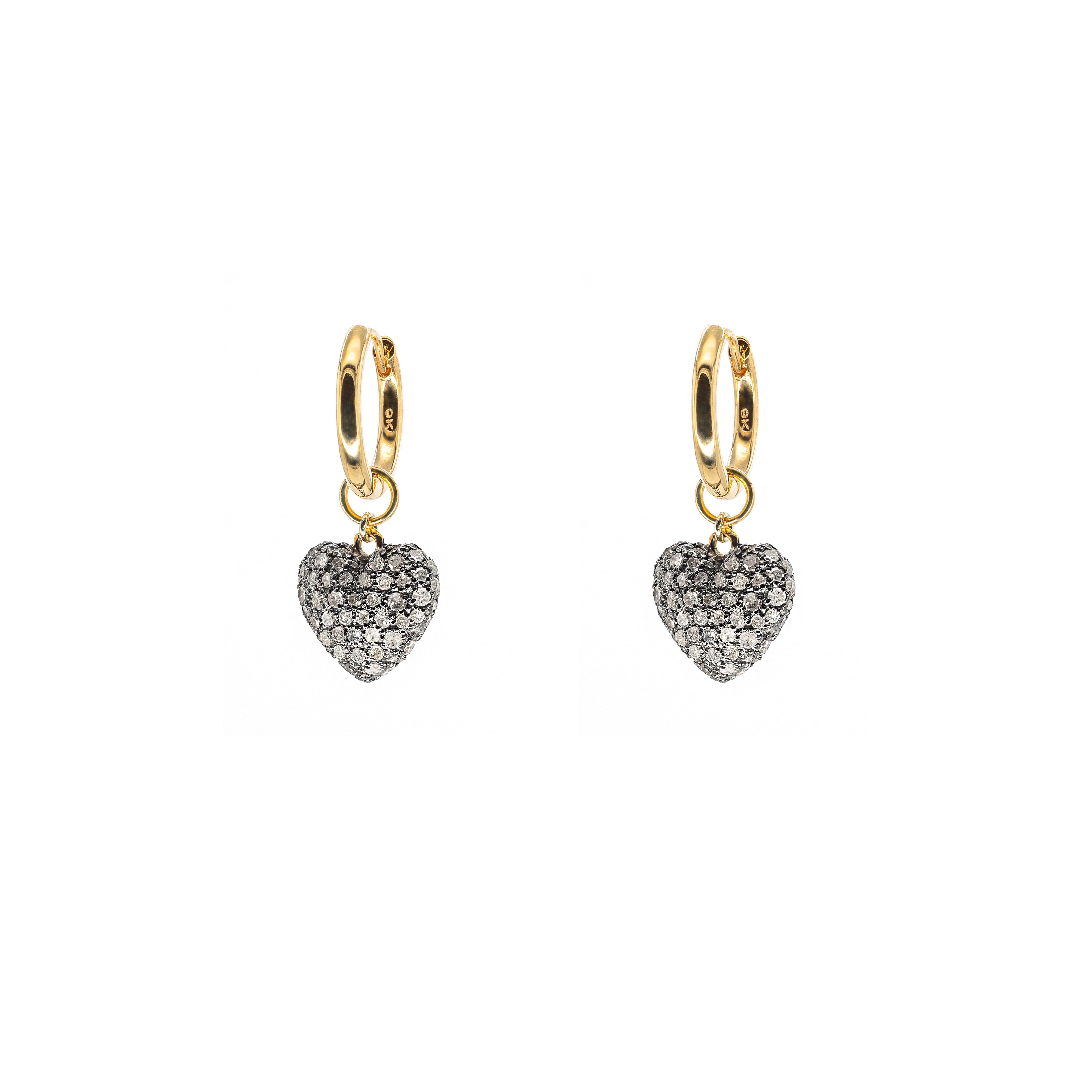 Diamond Cushion Heart Hoops