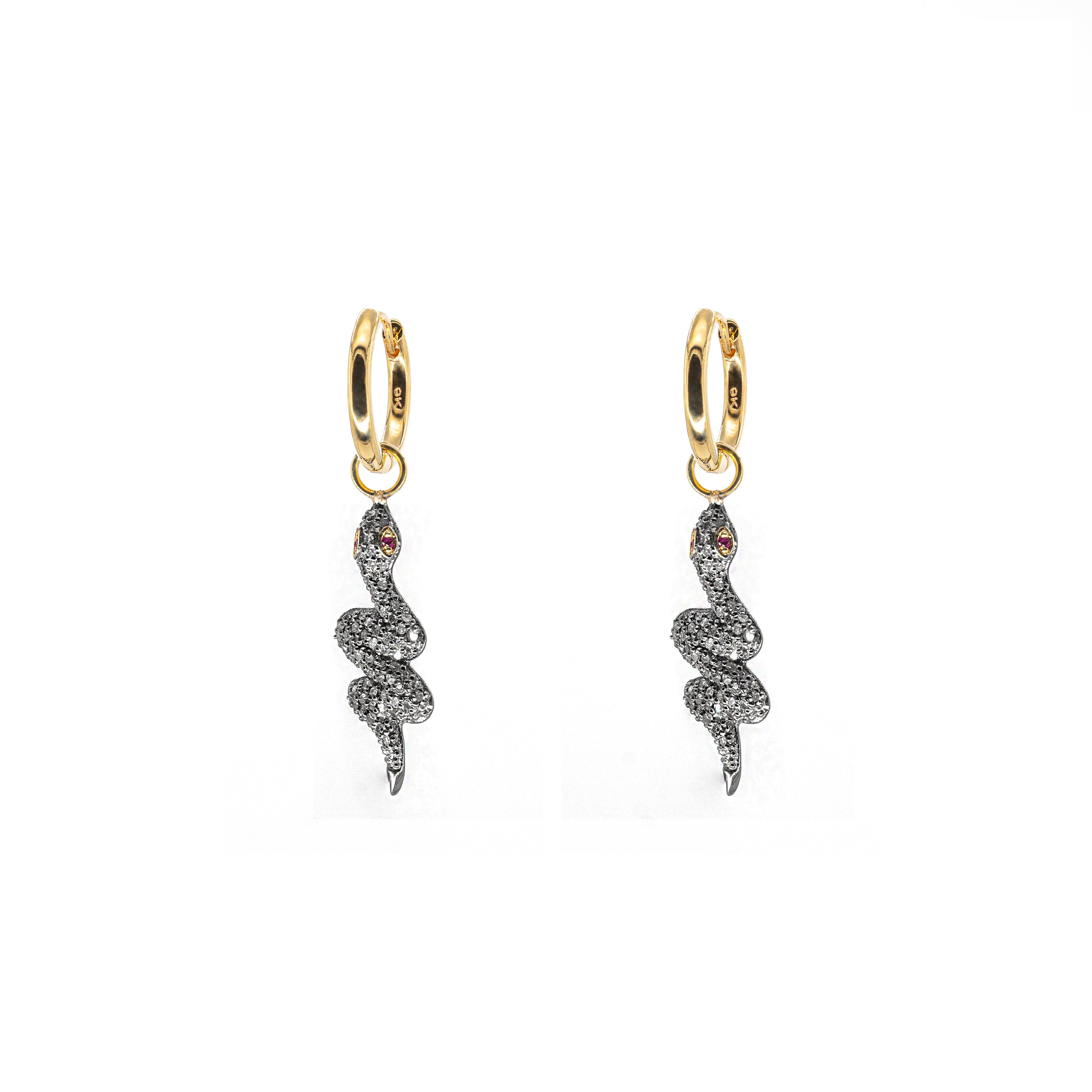 Diamond & Ruby Snake Hoops