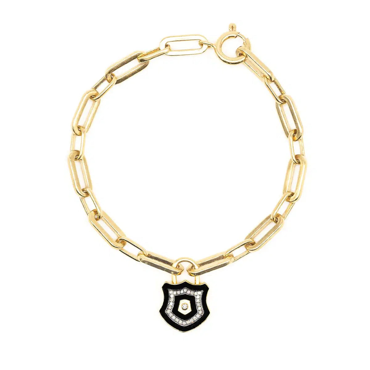 Diamond & Black Enamel Mini Lock Bracelet