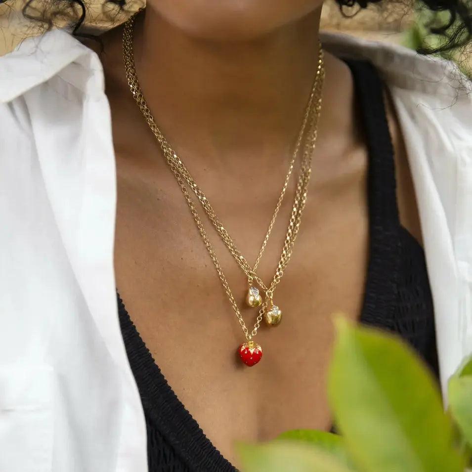 Diamond & Gold Pear Necklace