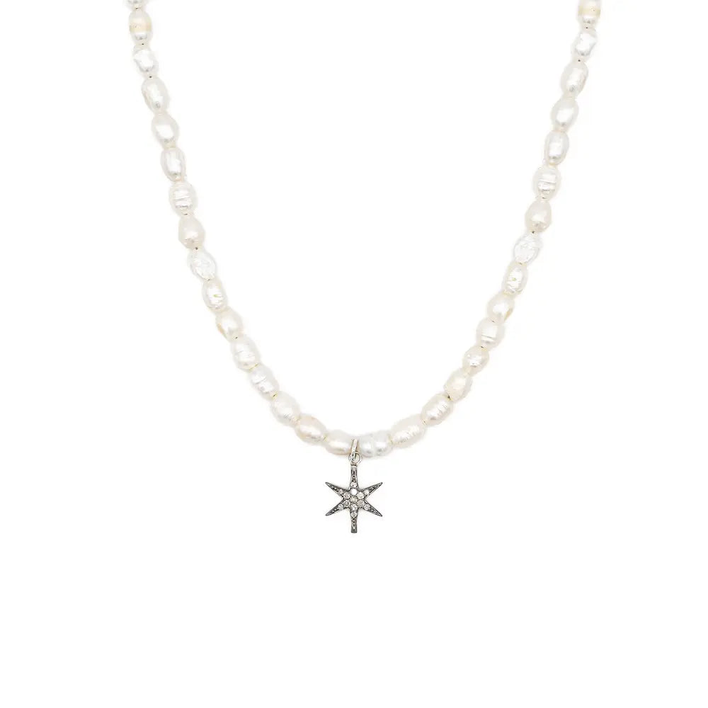 Diamond Cosmic Star & Pearl Necklace
