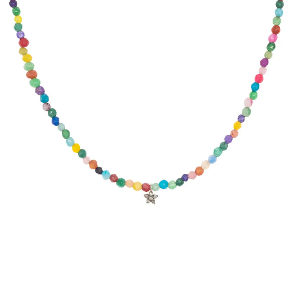 Diamond Daisy & Tutti Frutti Jade Bead Necklace