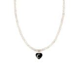 Diamond & Onyx Mini Heart Moonstone Necklace