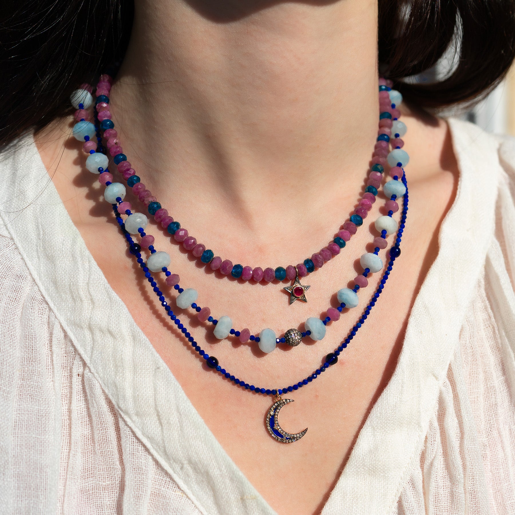 Ruby, Apatite & Star Necklace