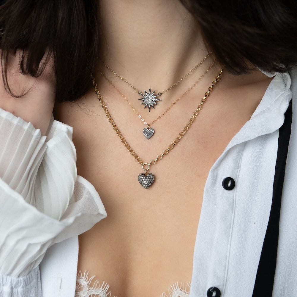 Diamond Cushion Heart Necklace