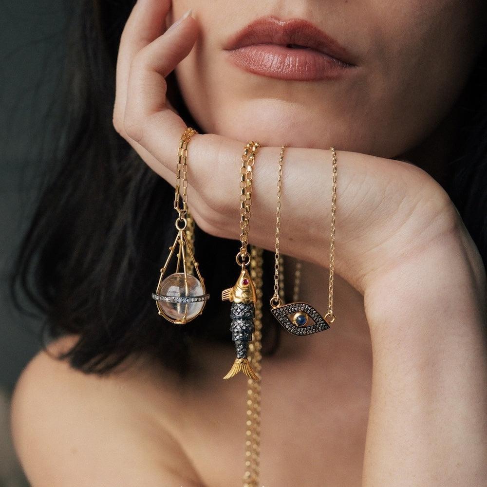 Pavé Diamond Evil Eye Necklace