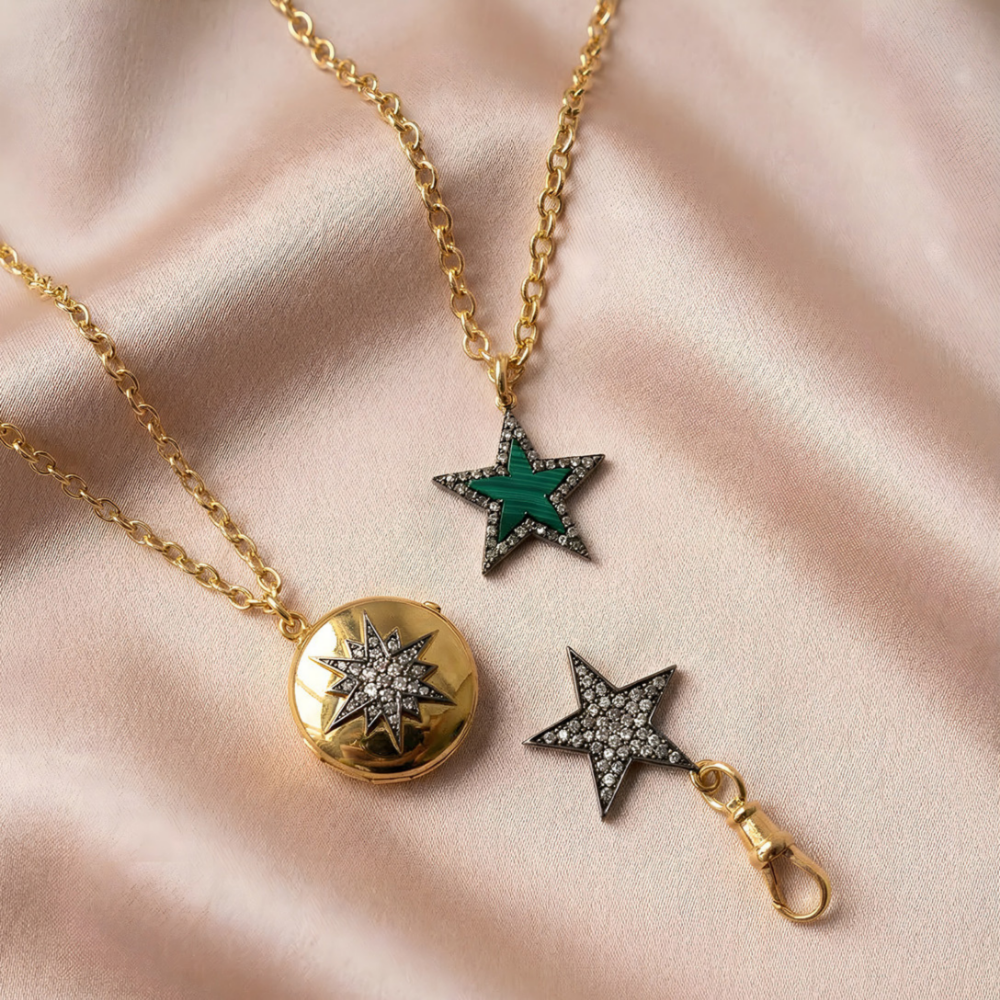 Diamond & Malachite Chunky Star Necklace