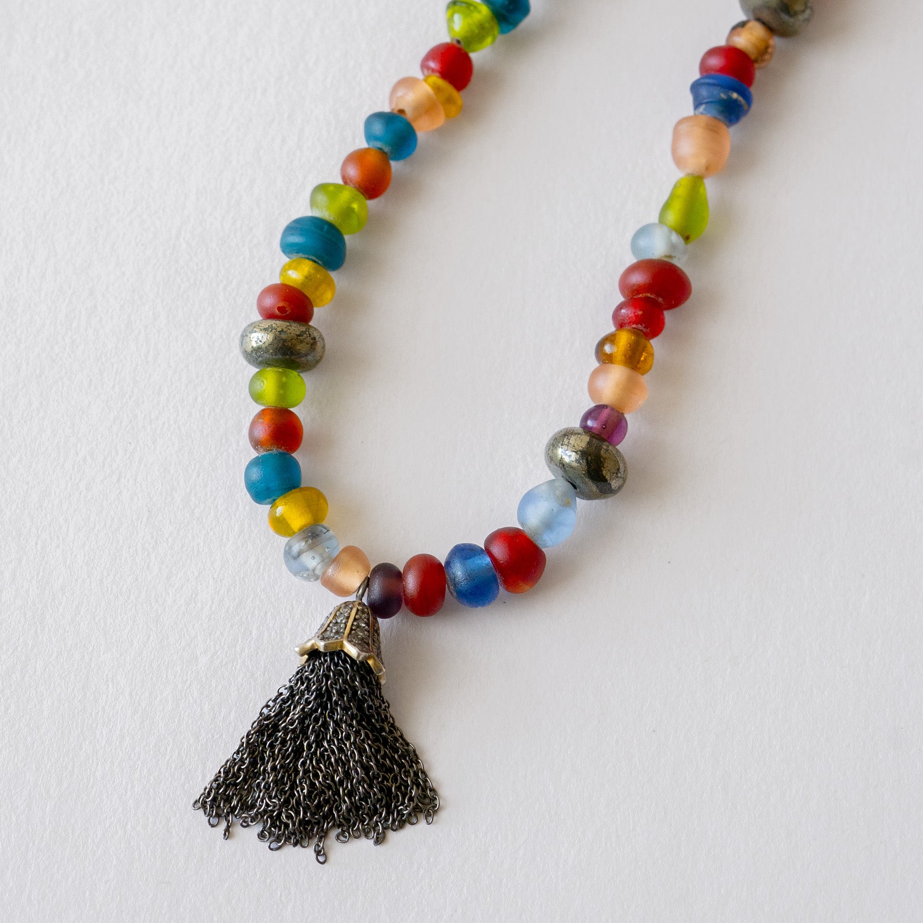 Multi Coloured Mix and Pyrite Necklace