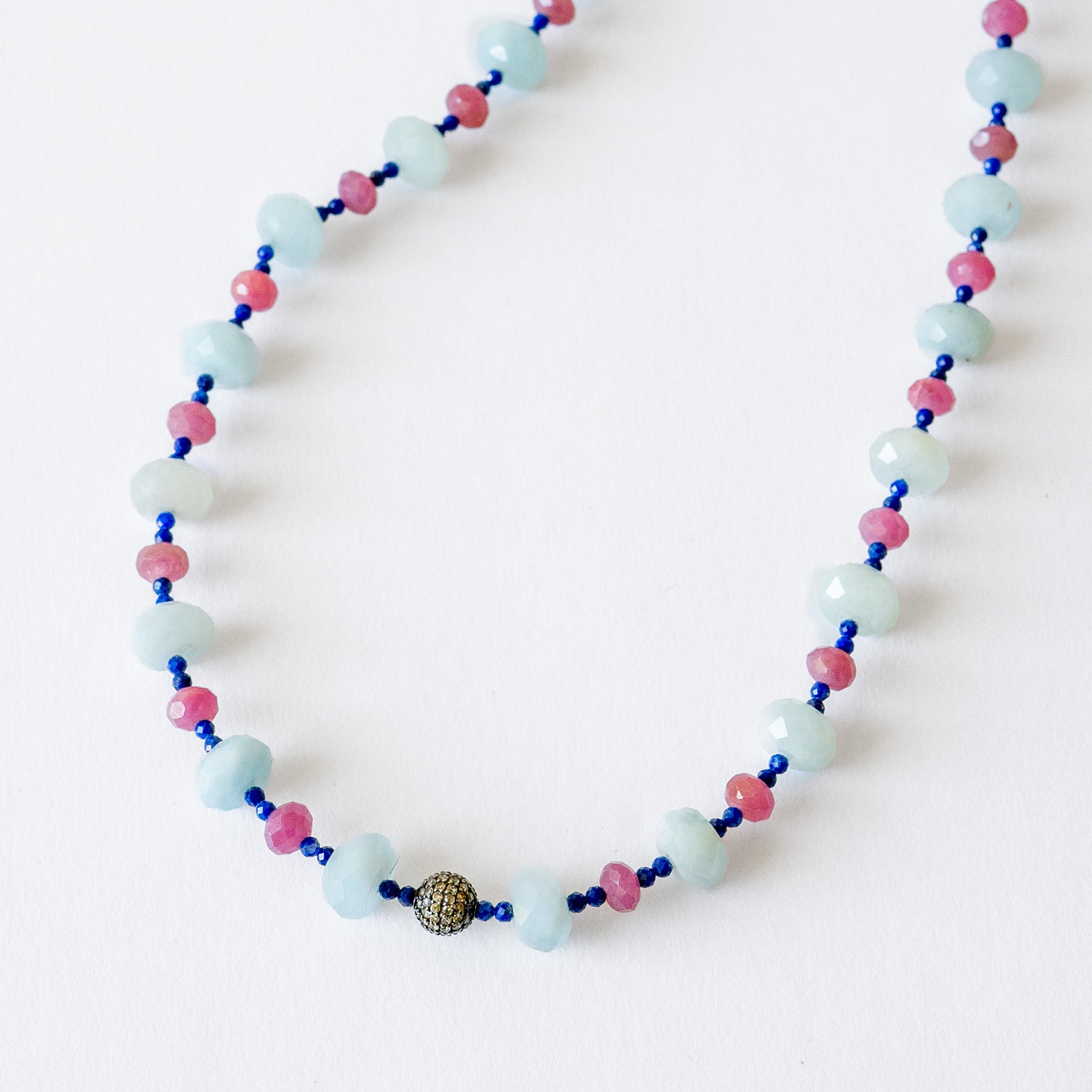 Aquamarine, Ruby & Lapis Necklace