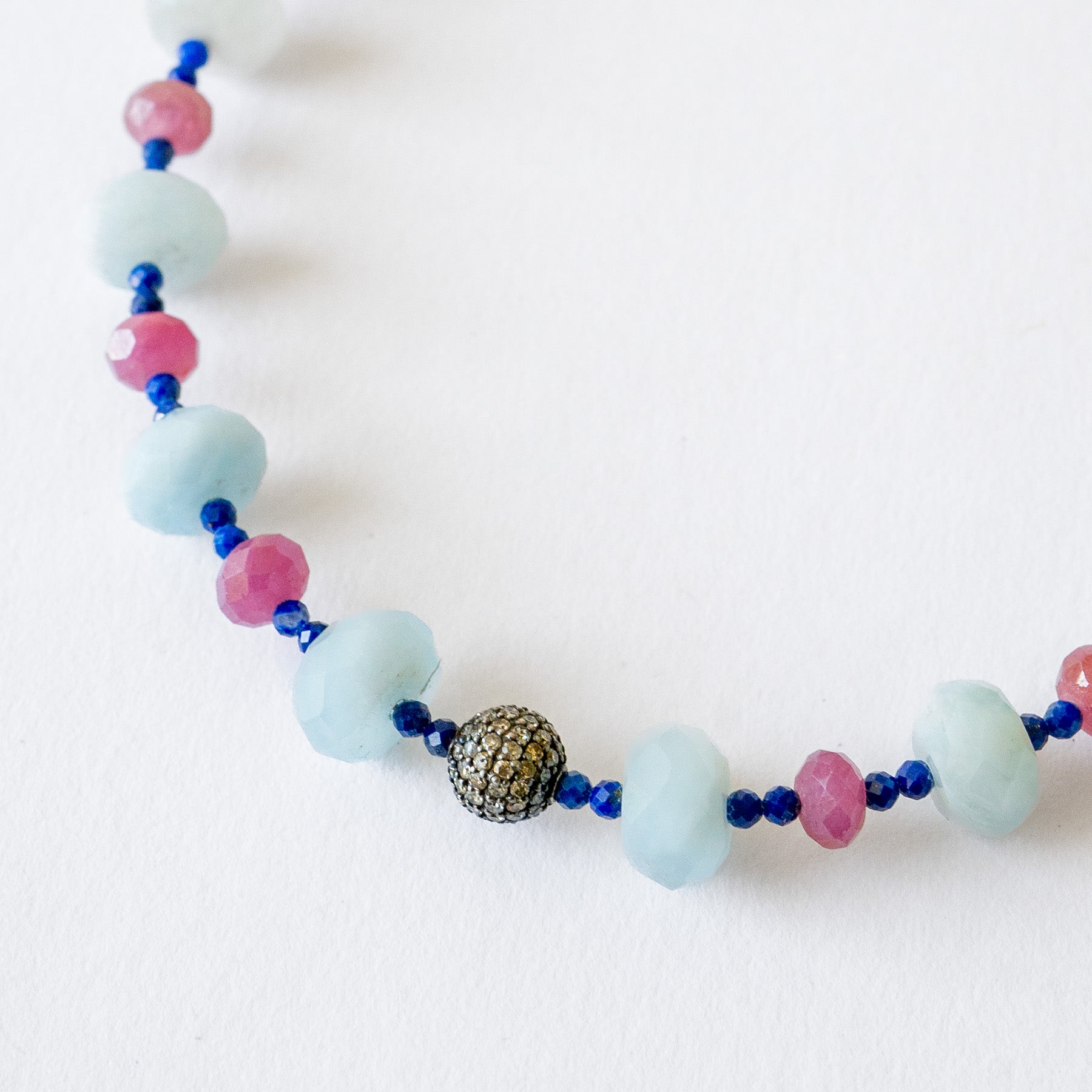 Aquamarine, Ruby & Lapis Necklace