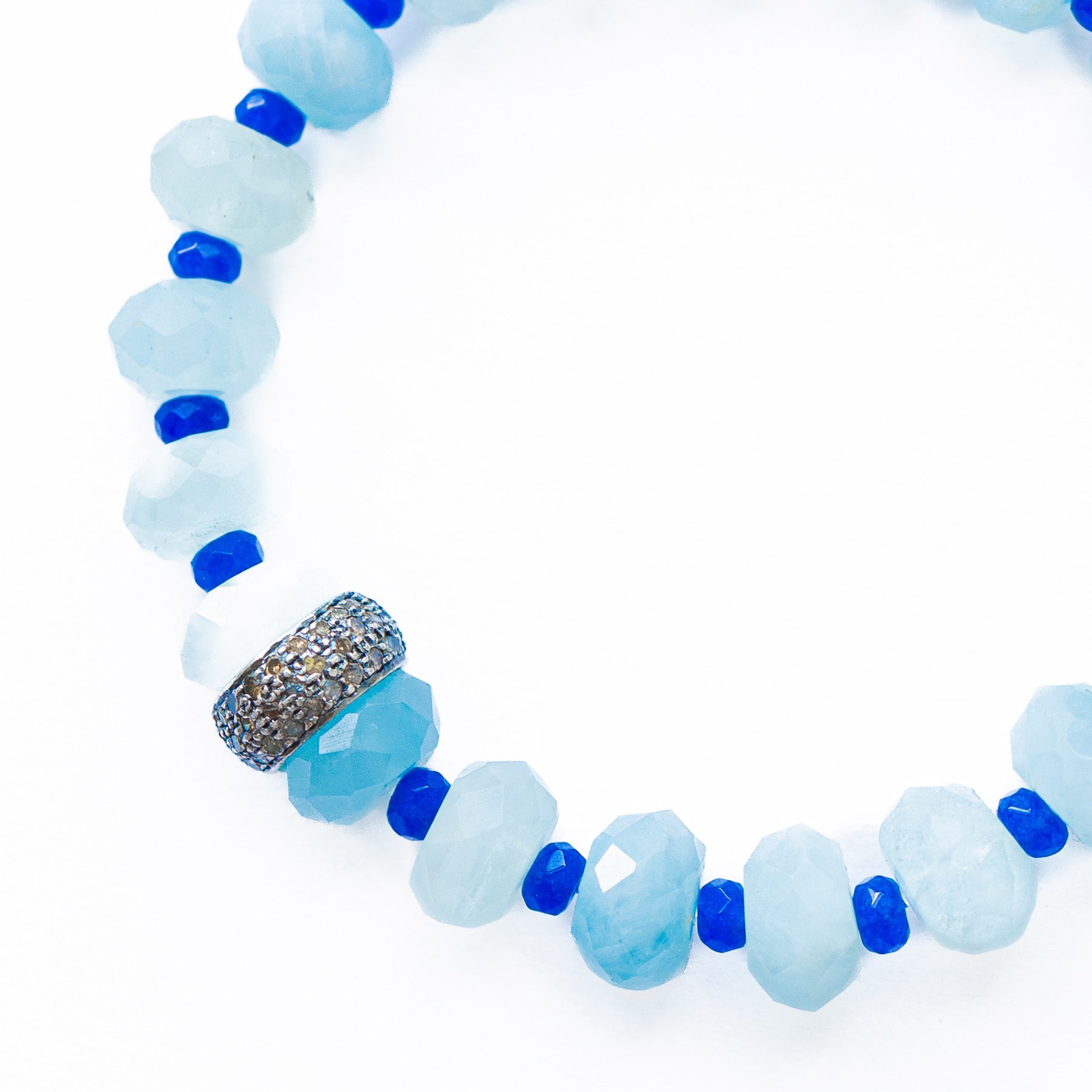 Aquamarine & Vintage Glass Bracelet
