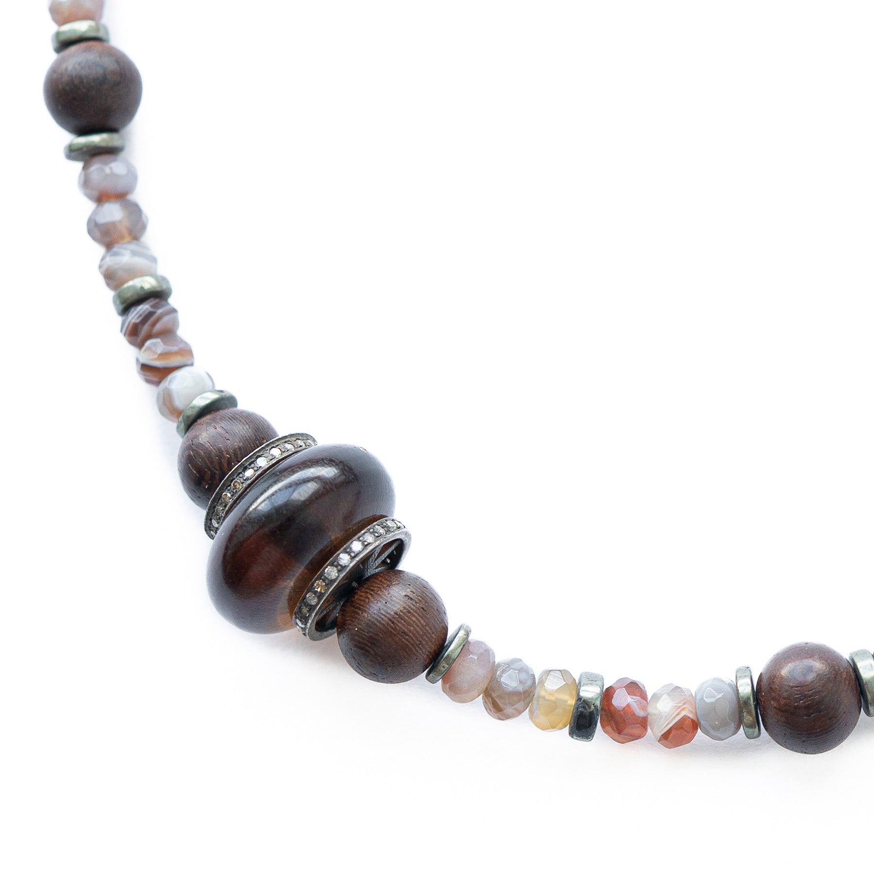 Botswana Agate & Wooden Bead Necklace