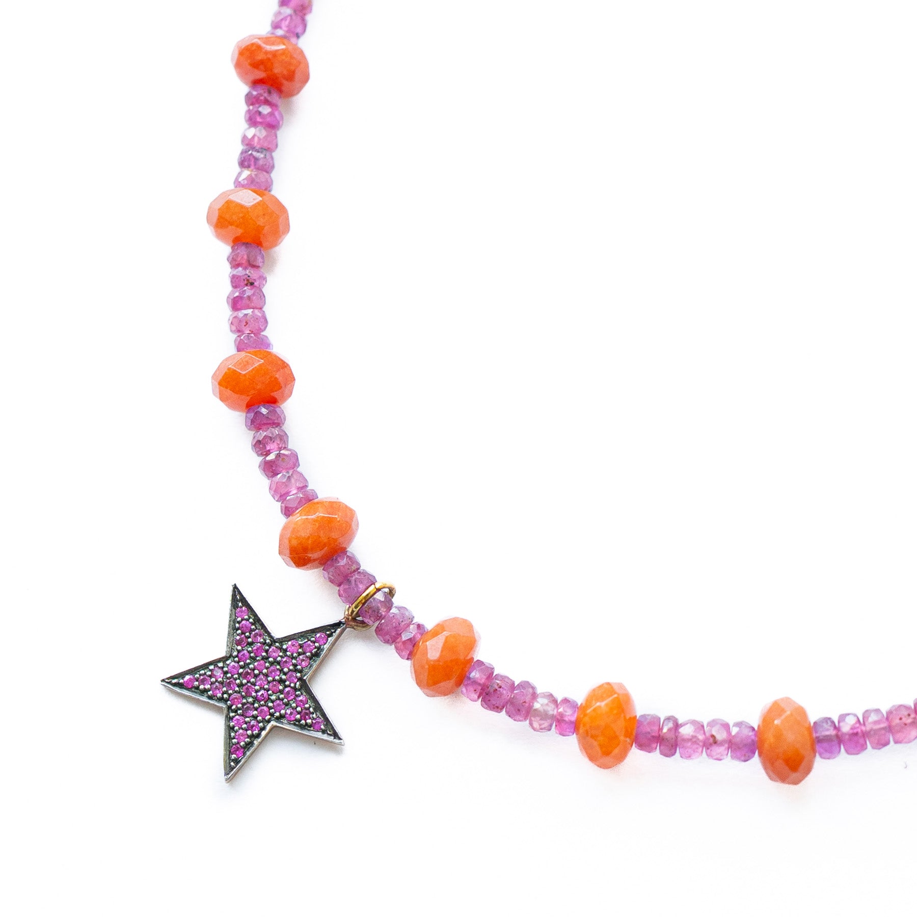 Ruby & Carnelian Chunky Star Necklace