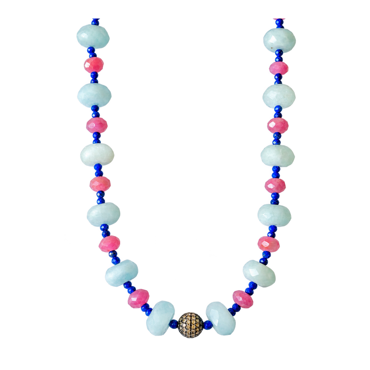 Aquamarine, Ruby & Lapis Necklace