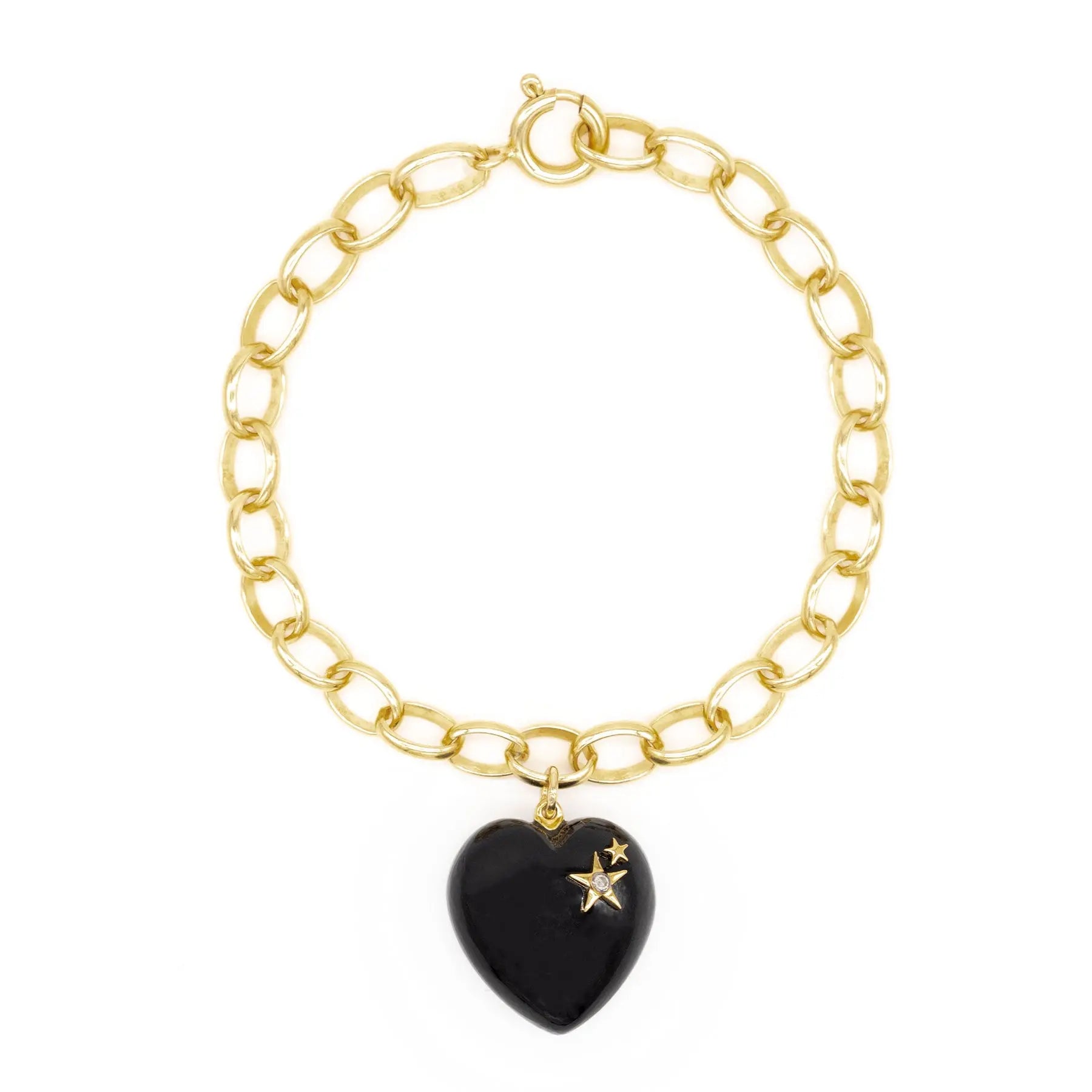 Diamond & Onyx Chunky Heart Bracelet