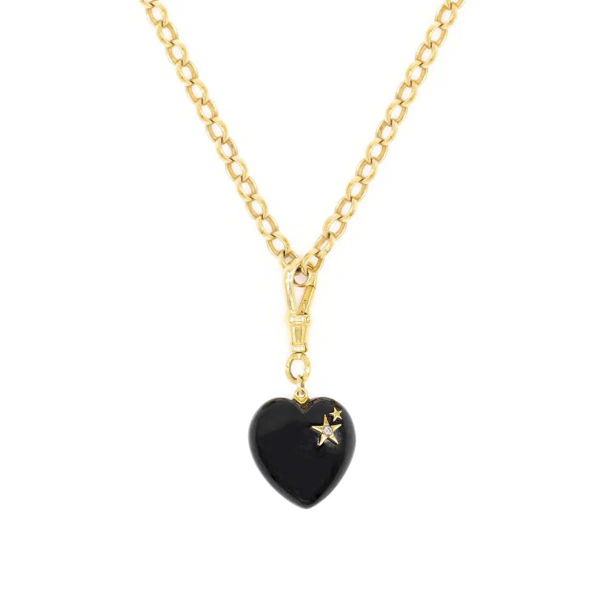 Diamond & Onyx Chunky Heart Necklace