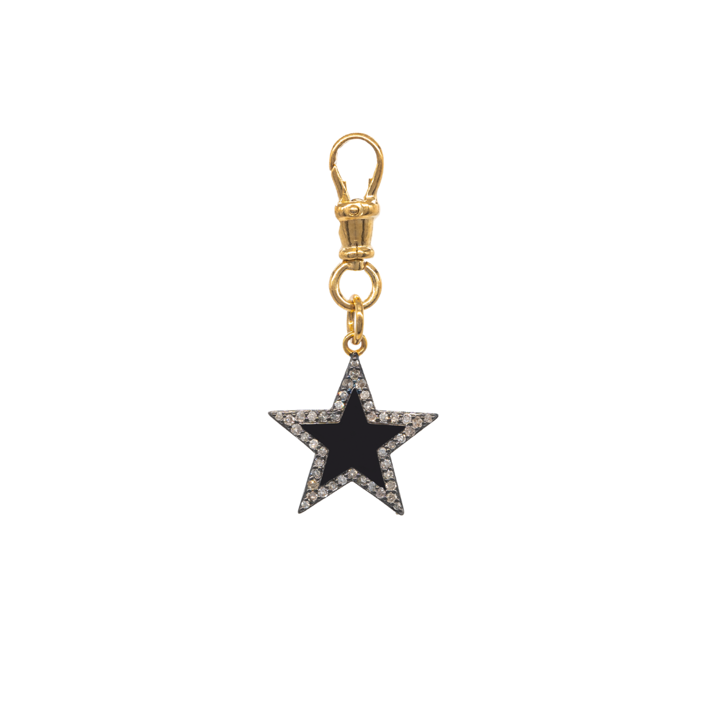 Diamond & Black Enamel Chunky Star Pendant