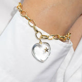 Diamond & Quartz Chunky Heart Bracelet