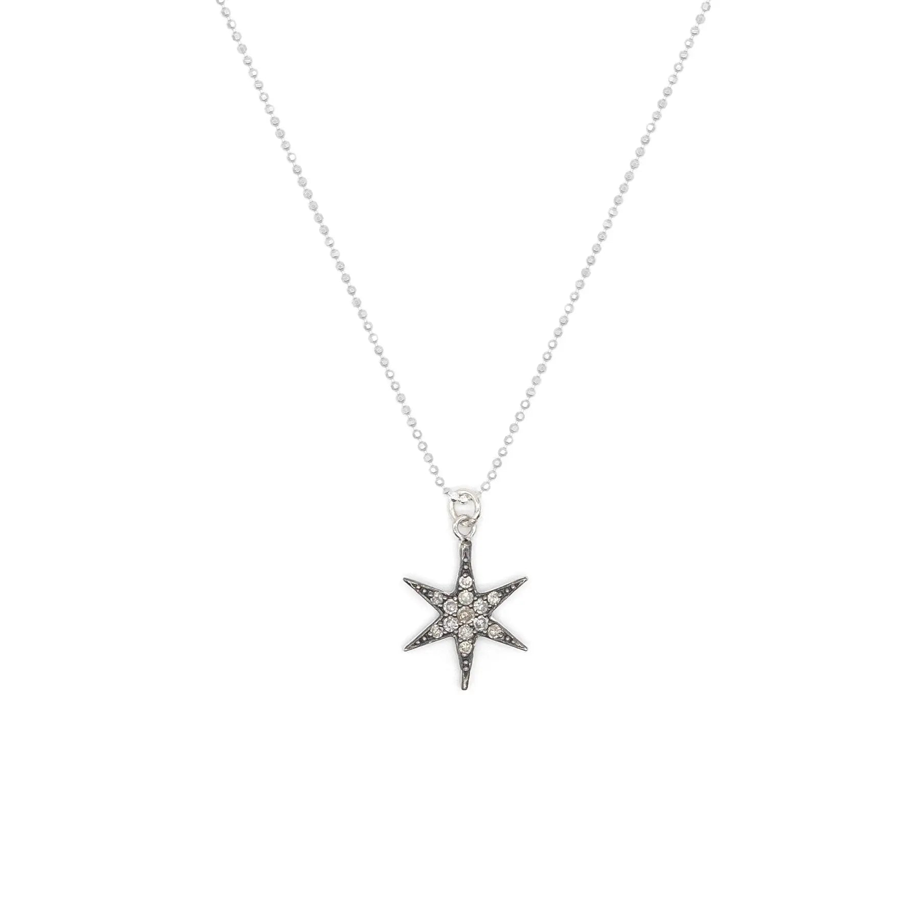 Diamond Silver Cosmic Star Necklace