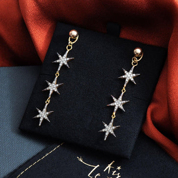 Diamond Cosmic Star Drop Earrings