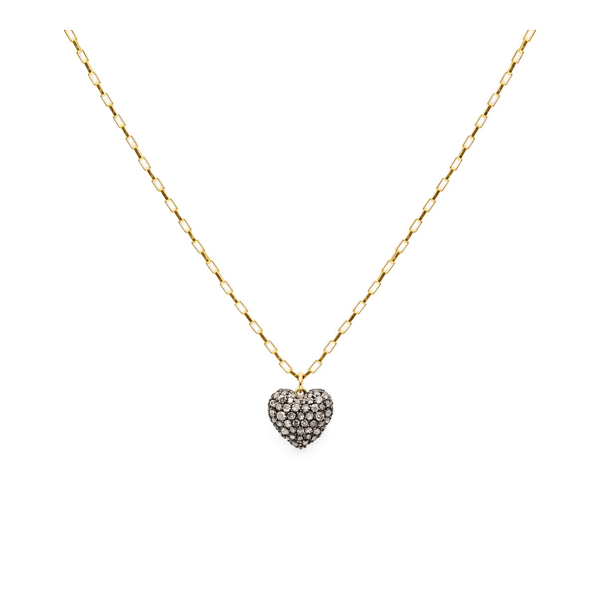 Diamond Cushion Heart Link Necklace