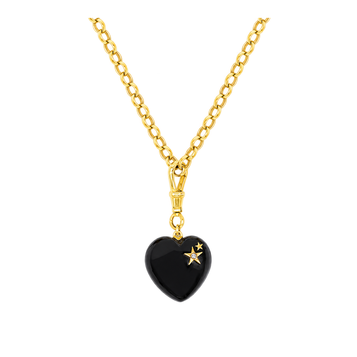 Diamond & Onyx Chunky Heart Necklace