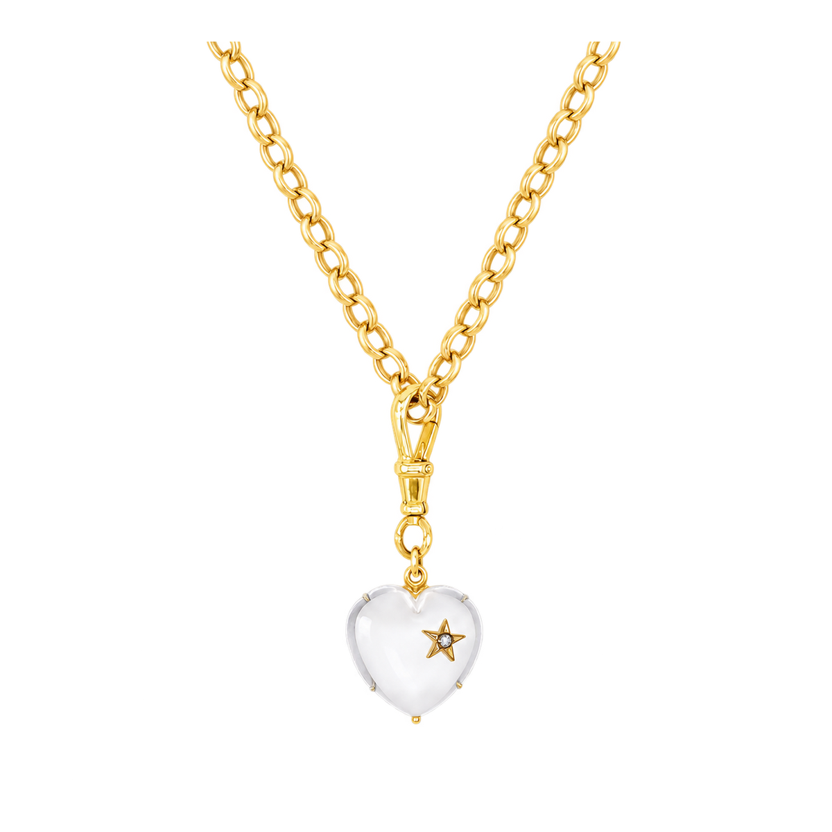 Diamond & Quartz Chunky Heart Necklace