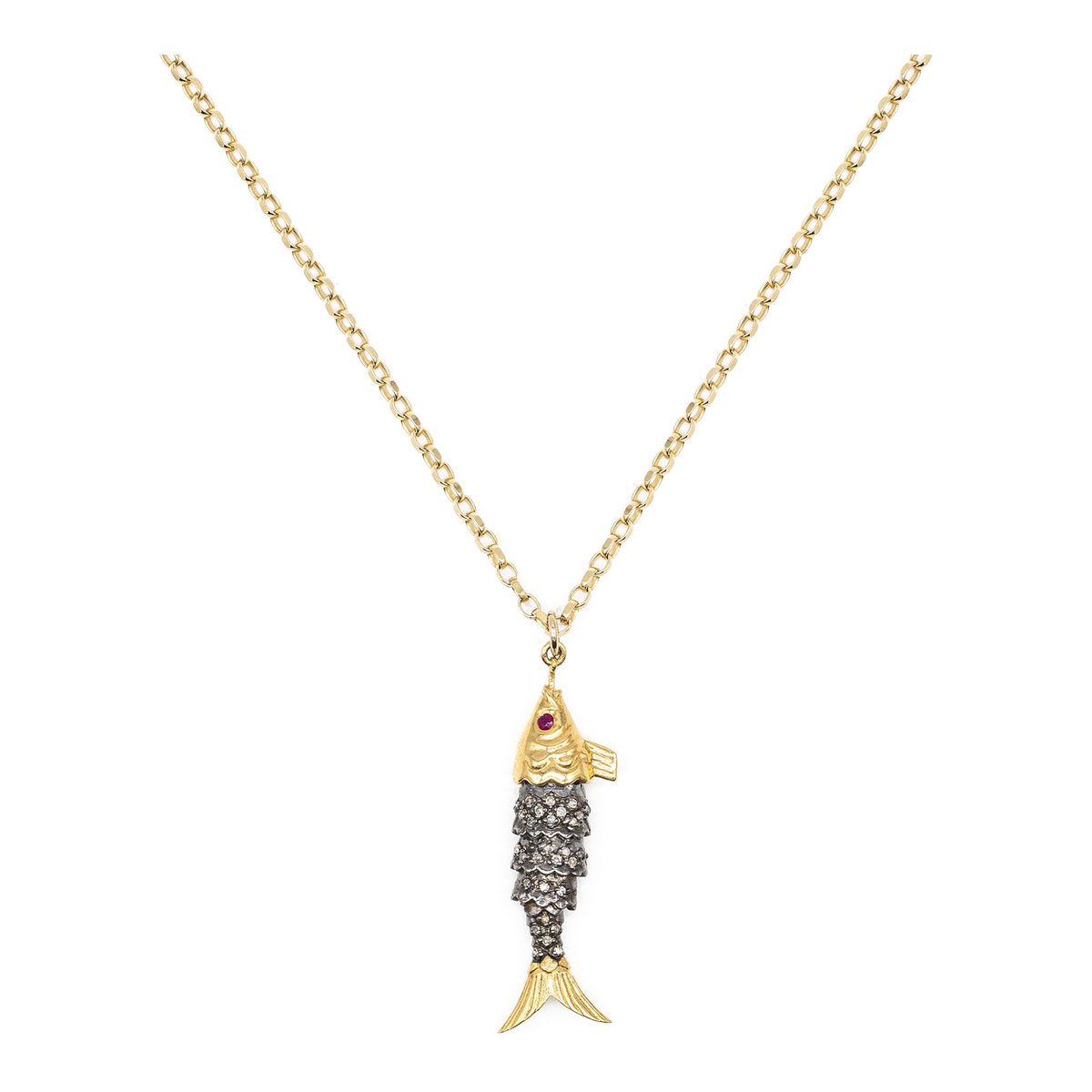 Diamond & Ruby Fish Necklace