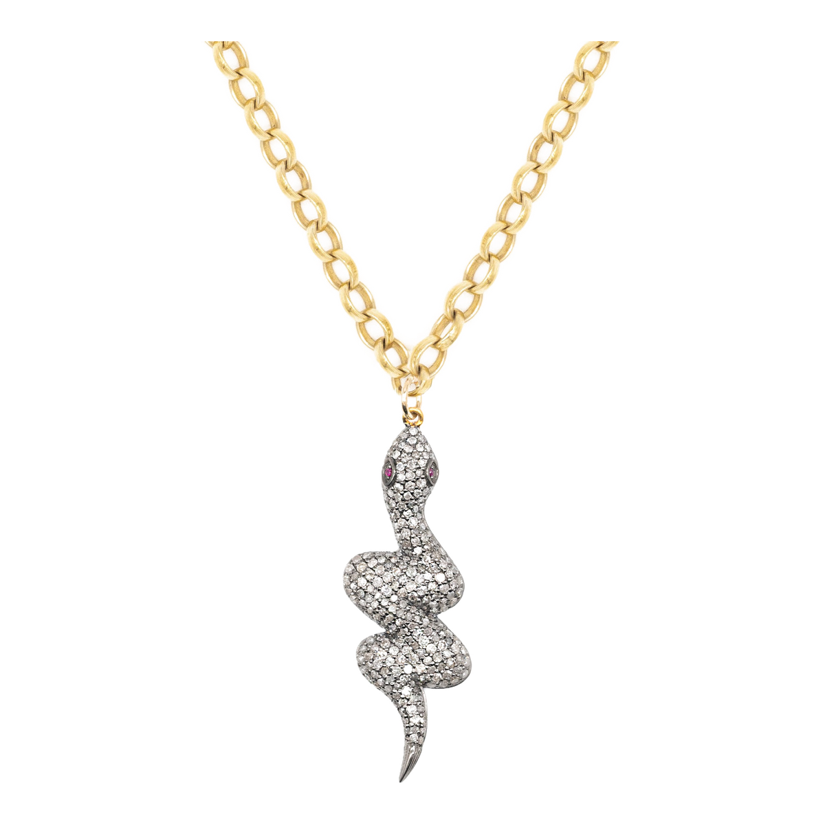 Diamond & Ruby Super Chunky Snake Necklace