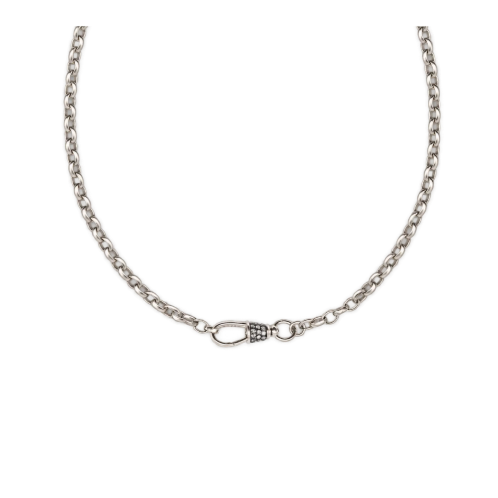 Diamond Silver Albert Swivel Necklace