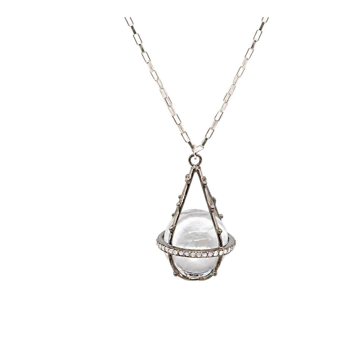 Diamond & Silver Crystal Ball Necklace - Pool of Light