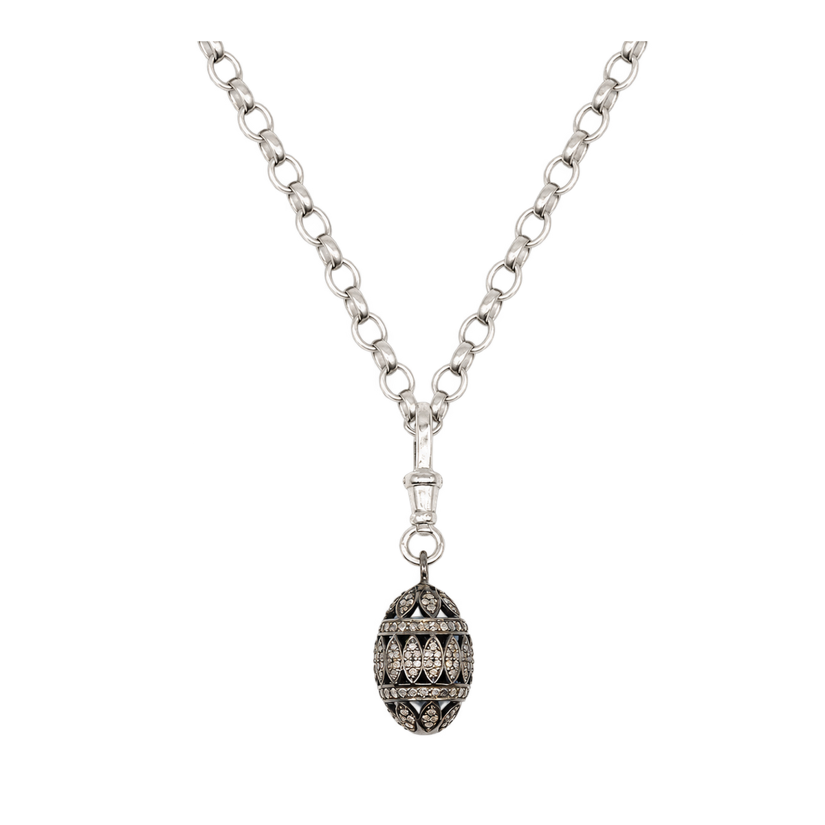 Diamond Silver Egg Necklace