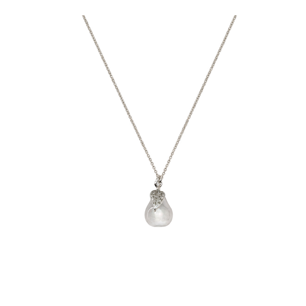 Diamond & Silver Pear Necklace