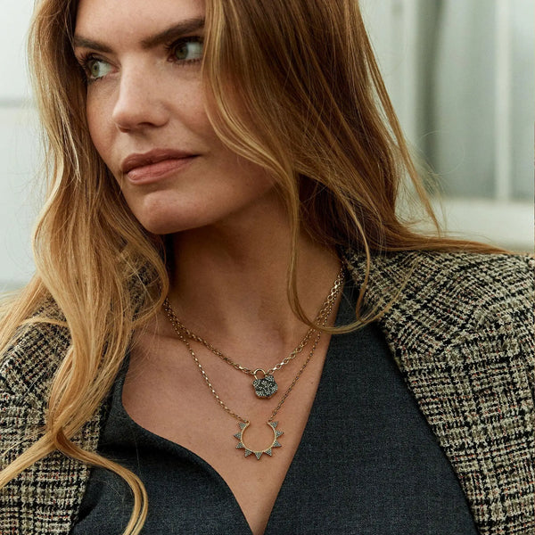 Diamond Horseshoe Spike Necklace