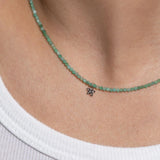 Diamond Daisy & Emerald Bead Necklace