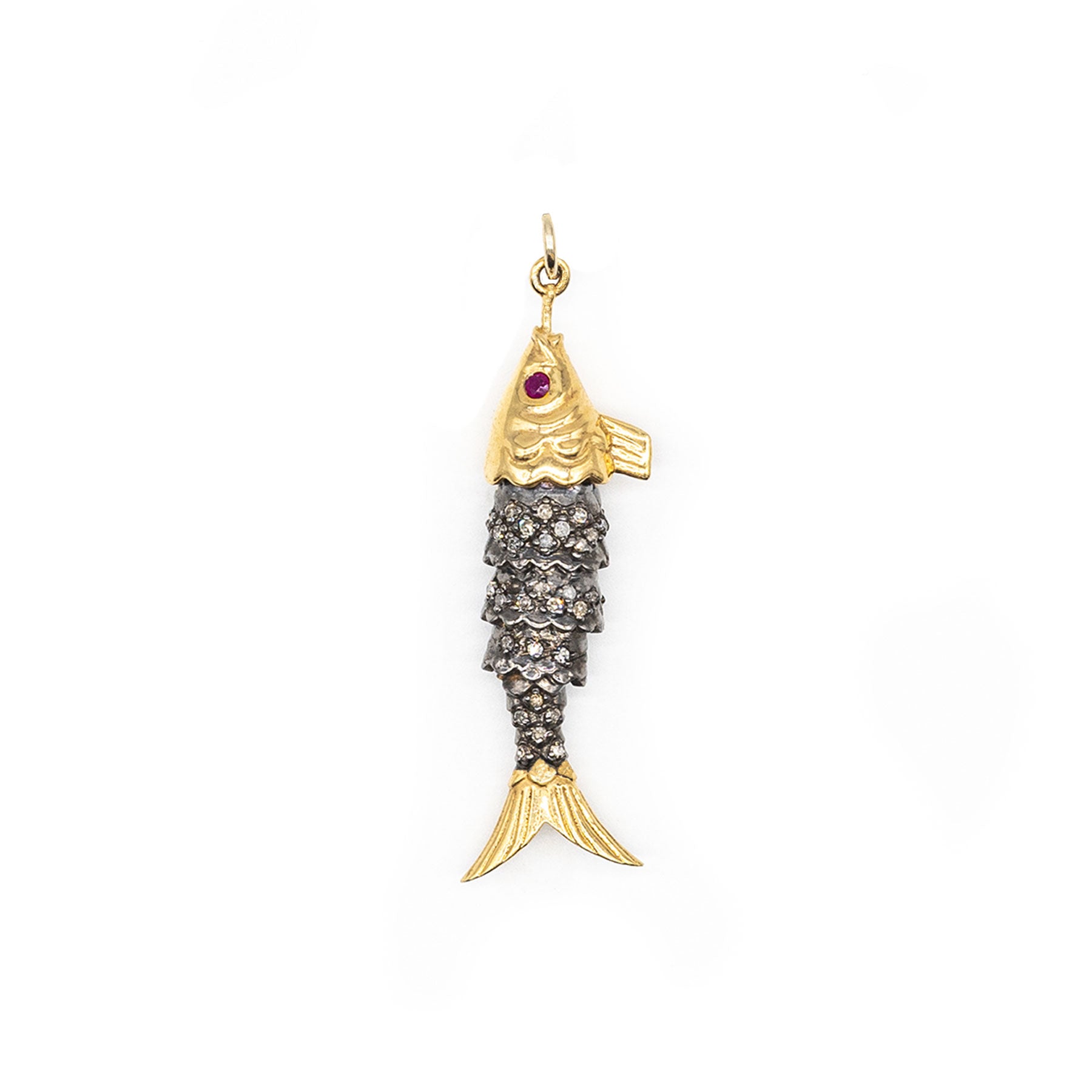 Diamond Ruby Fish Pendant