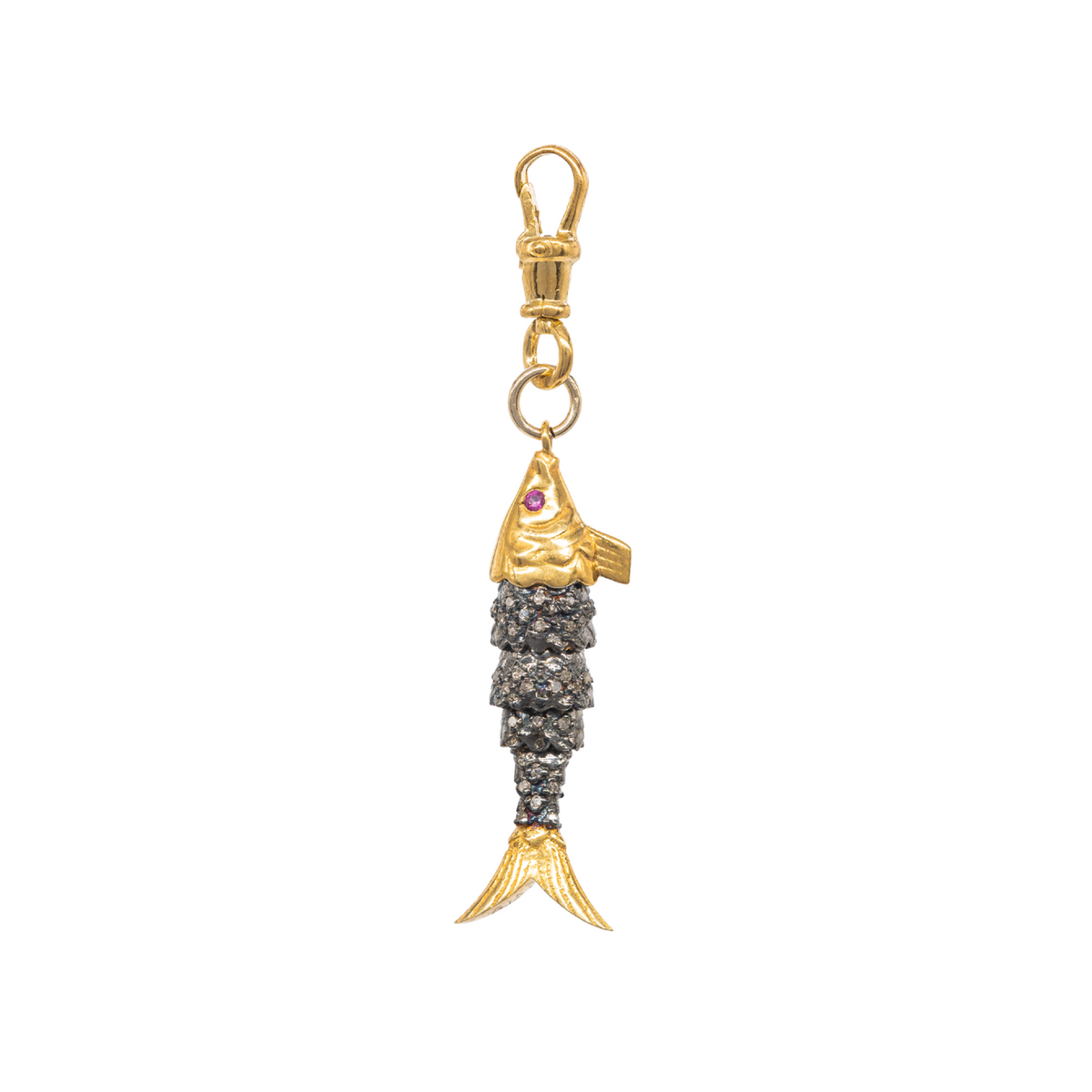 Diamond & Ruby Fish Pendant