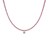 Diamond Daisy & Garnet Bead Necklace