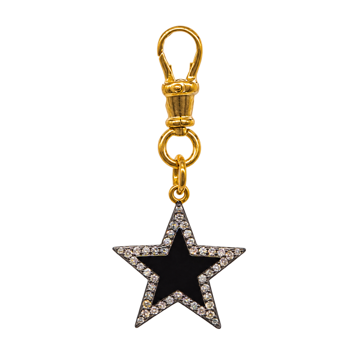 Diamond & Black Enamel Chunky Star Pendant