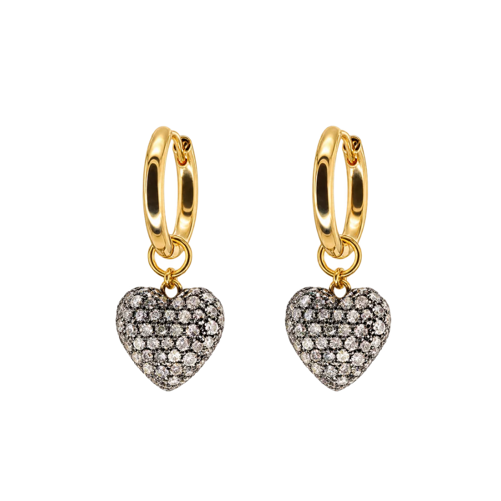 Diamond Cushion Heart Hoops
