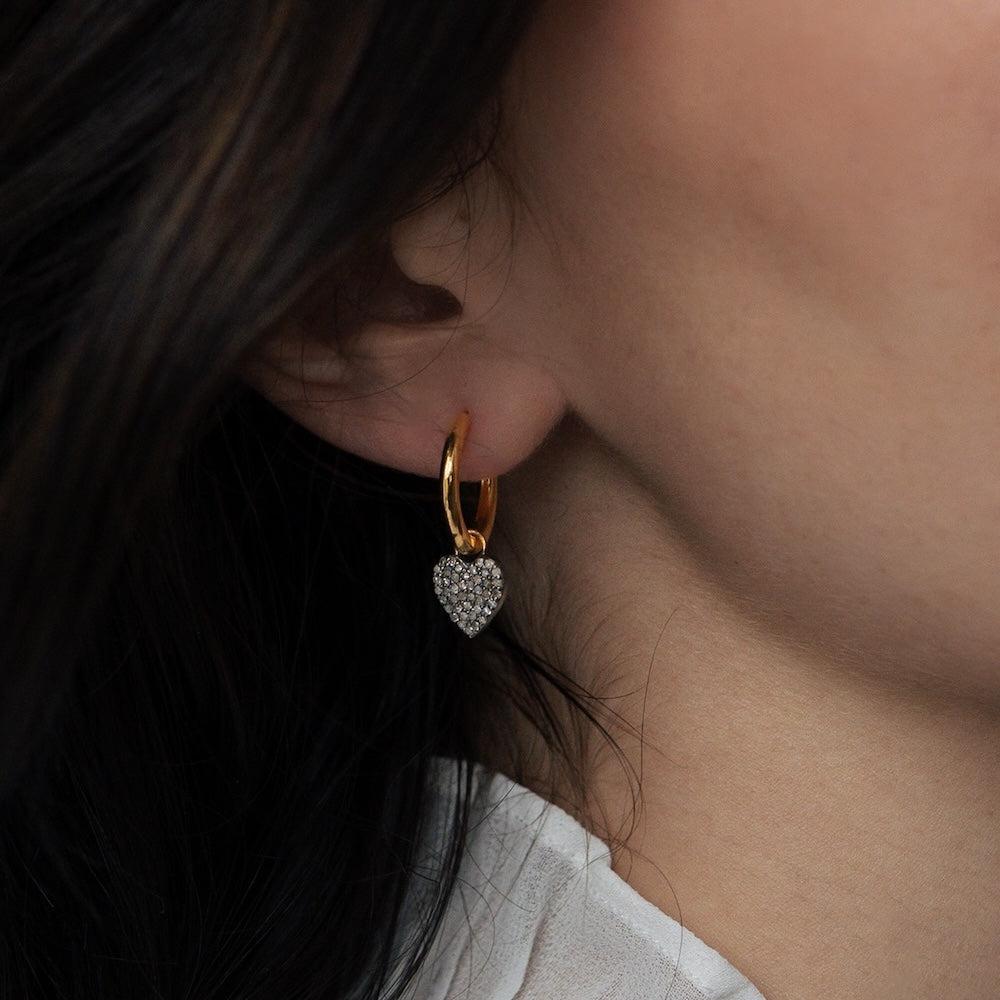 Diamond Heart Hoops