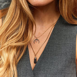 Diamond Horn & Pearl Drop Necklace