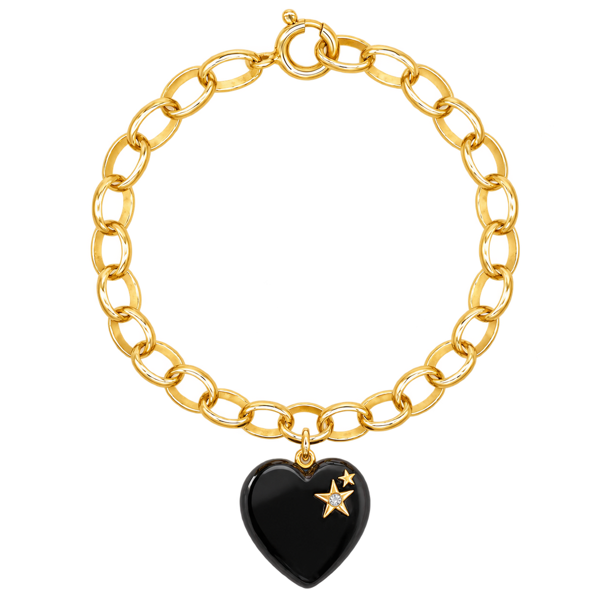 Diamond & Onyx Chunky Heart Bracelet