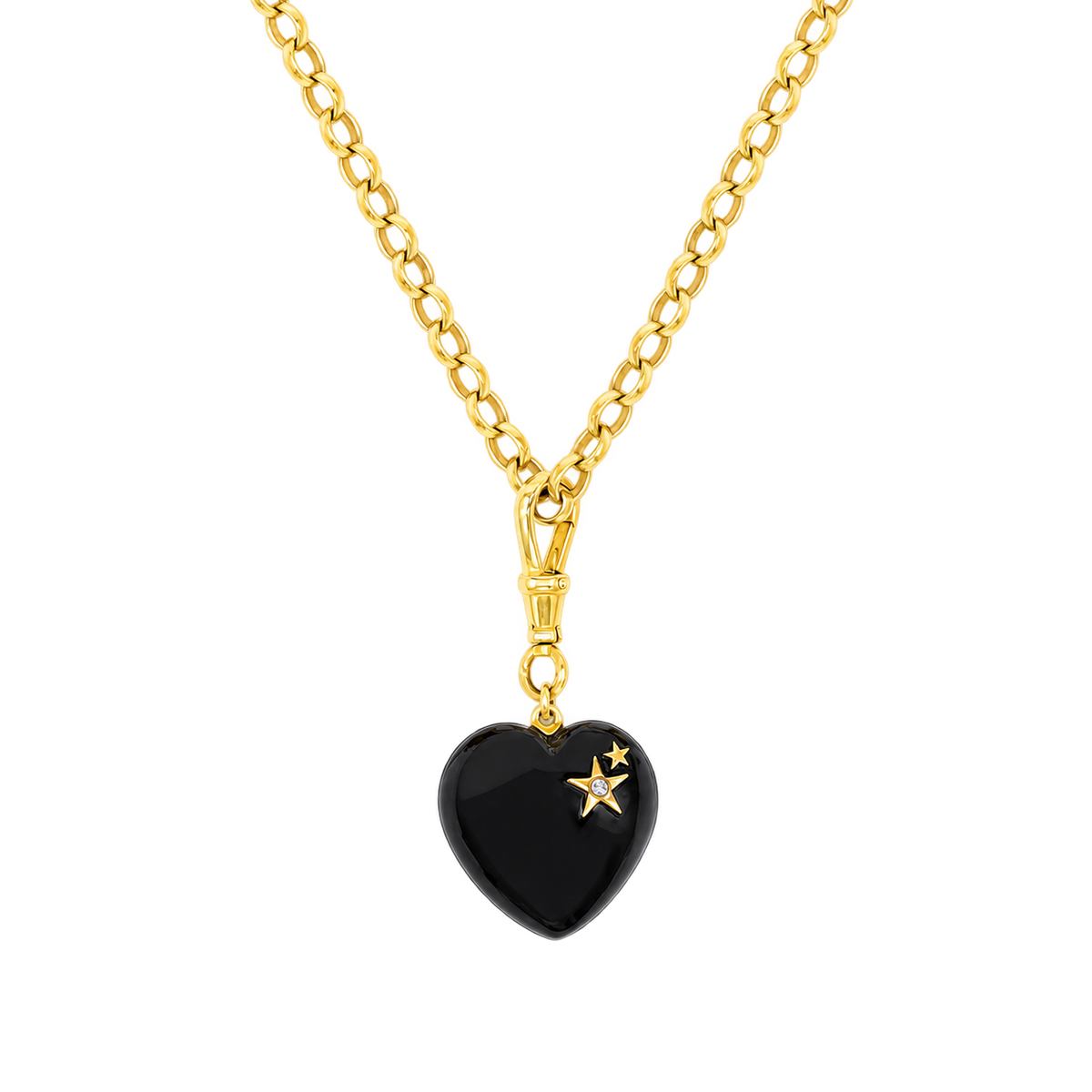 Diamond & Onyx Chunky Heart Necklace