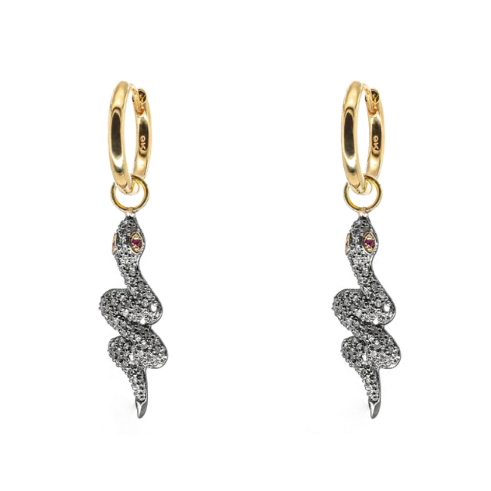 Diamond & Ruby Snake Hoops