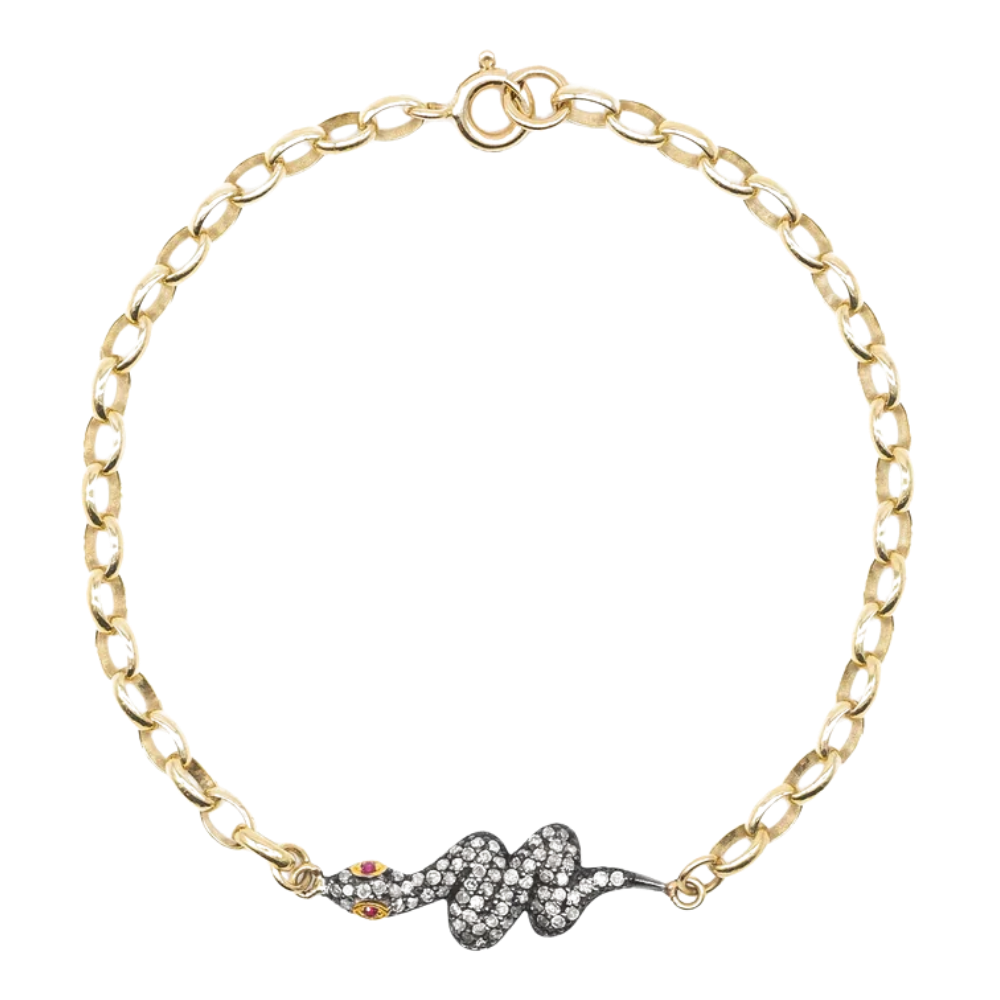 Diamond & Ruby Snake Bracelet